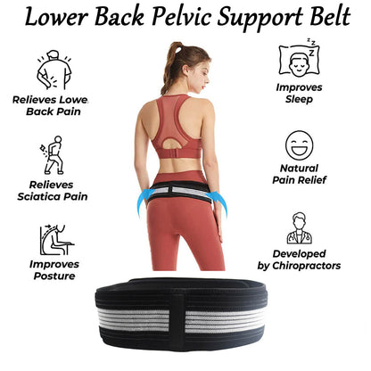 1PCS Sacroiliac Joint Hip Belt, Adjustable Back Support Belly Wrapper, Sacroiliac Hip Support Band, For Women Men, Sciatica Pain Relief, 109CM Black&Grey
