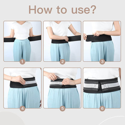 1PCS Sacroiliac Joint Hip Belt, Adjustable Back Support Belly Wrapper, Sacroiliac Hip Support Band, For Women Men, Sciatica Pain Relief, 109CM Black&Grey