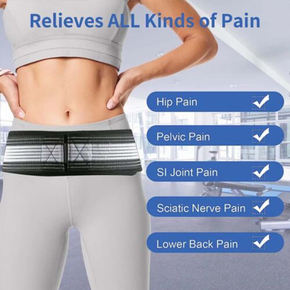 1PCS Sacroiliac Joint Hip Belt, Adjustable Back Support Belly Wrapper, Sacroiliac Hip Support Band, For Women Men, Sciatica Pain Relief, 109CM Black&Grey